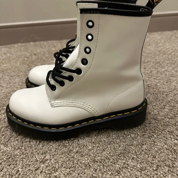 Dr. Martens 1460 White Boots with Black Accents - Picture 4 of 6
